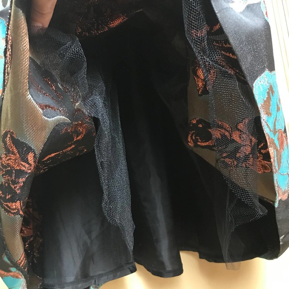 ASOS Salon Womens Metallic Flower Jacquard Midi Dress Blue Black Size 12 Prom - Picture 7 of 16